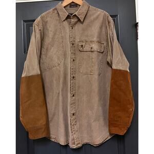 Browning Super Naturals Shooting Shirt XL Brown Suede Patch Cotton Workwear